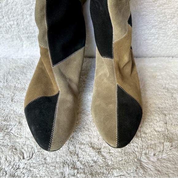 Isabel Marant Patchwork Suede Boots Army Green - Picture 6 of 10